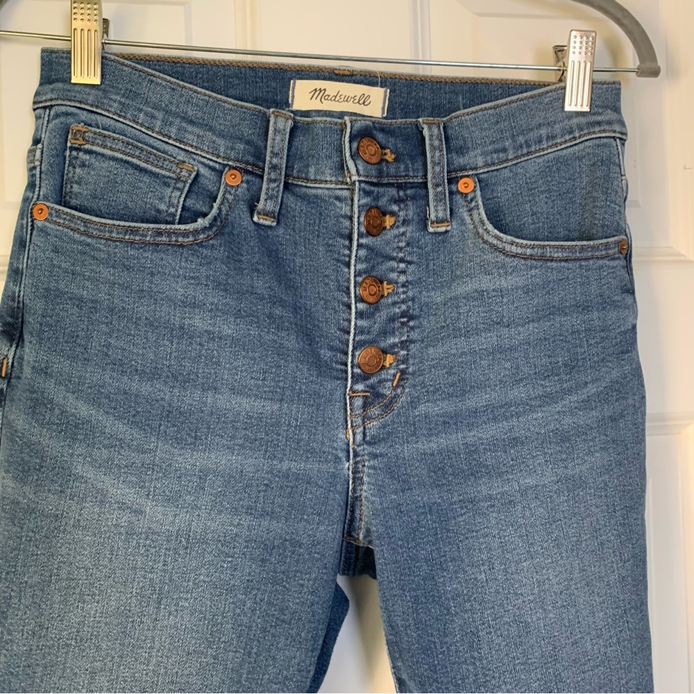 Madewell “Mid-Rise Skinny Crop Button Fly Stretch” Size 27